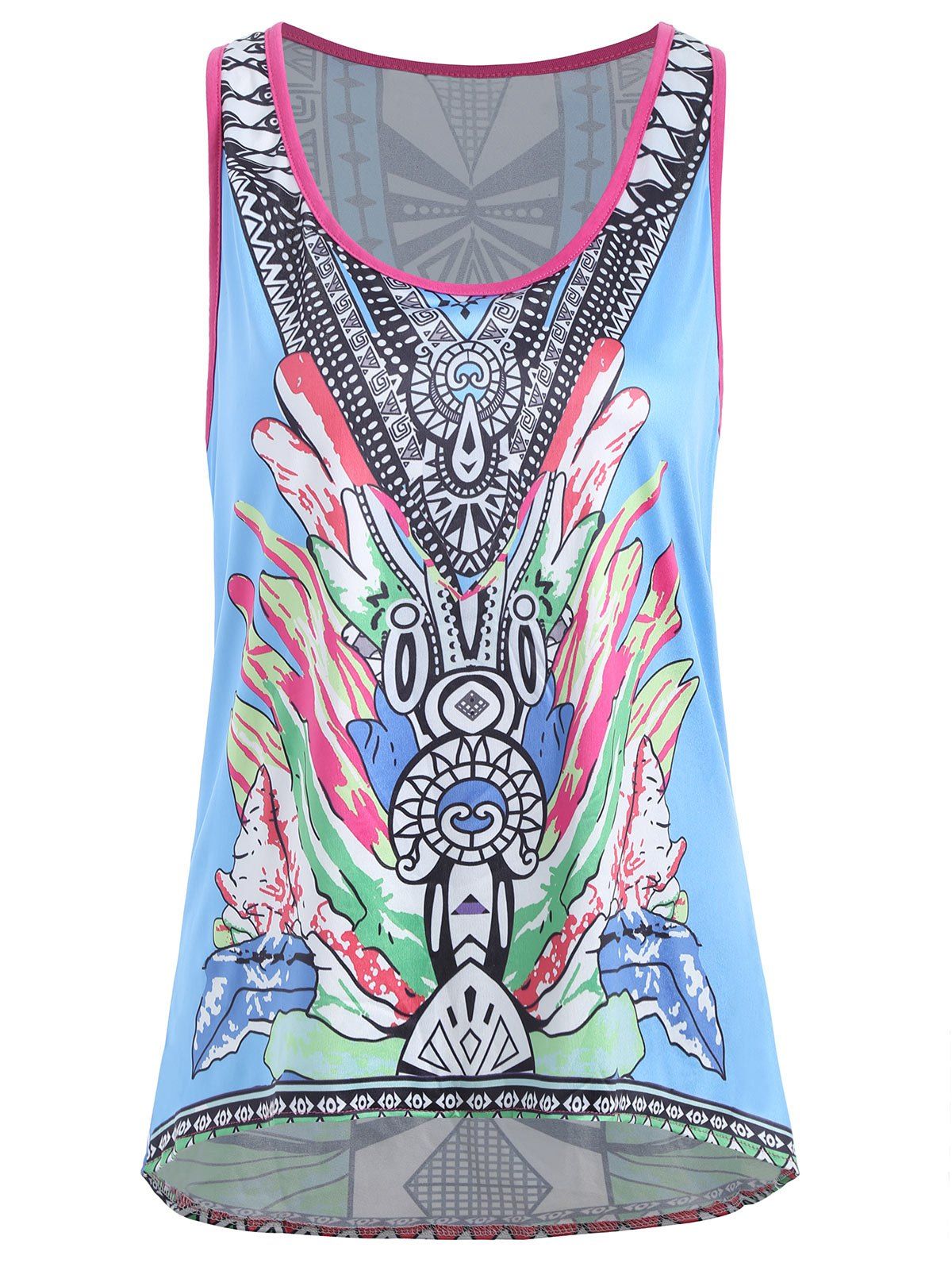 Scoop Neck Sleeveless Printed Mini Dress, Blue