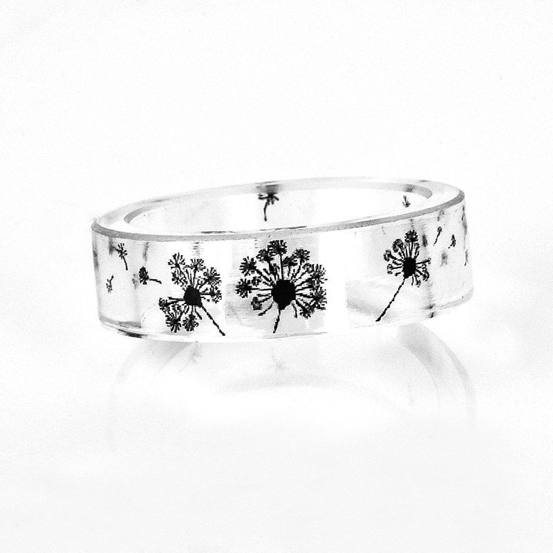 

Dandelion Resin Transparent Ring