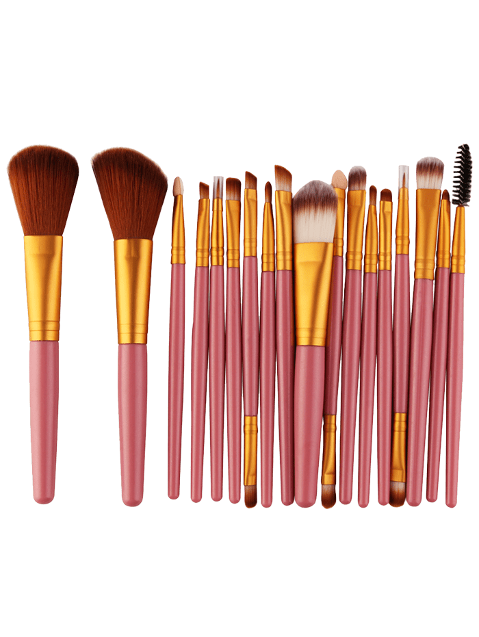 

18Pcs Face Eye Multipurpose Makeup Brushes Kit, Gold and pink