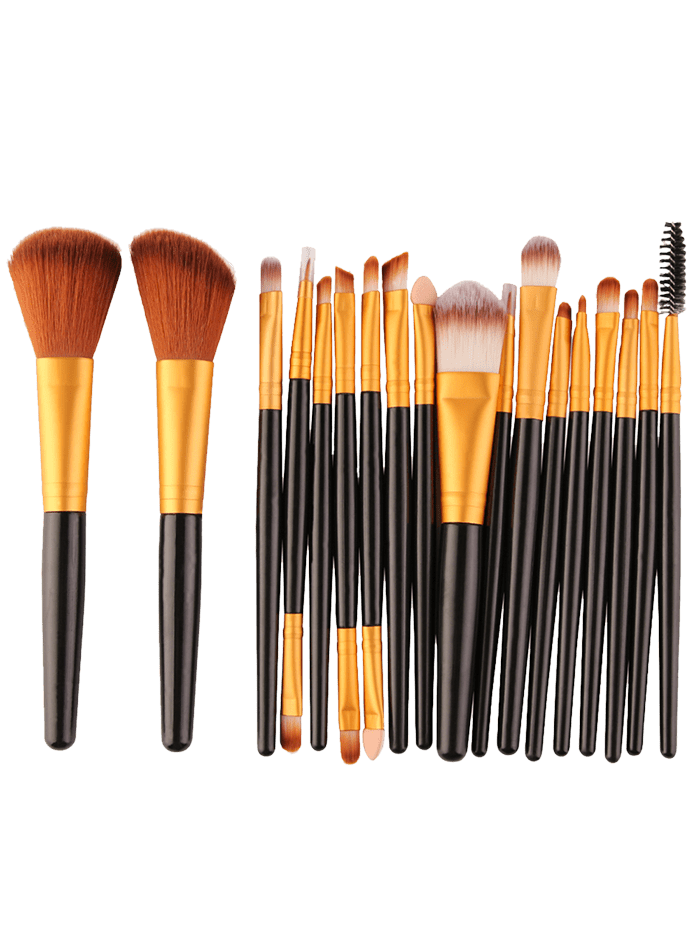 

18Pcs Face Eye Multipurpose Makeup Brushes Kit, Black and golden