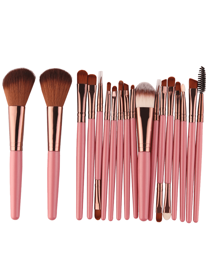 

18Pcs Face Eye Multipurpose Makeup Brushes Kit, Pinkish brown