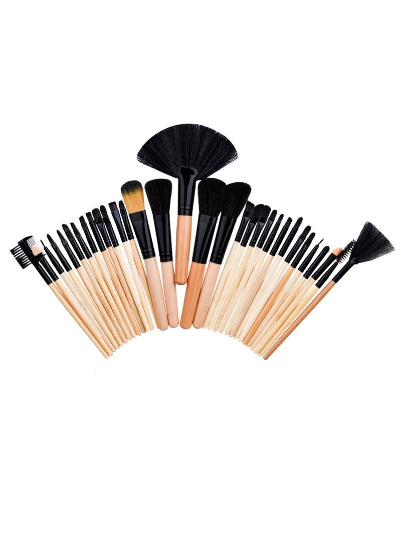 

32Pcs Aluminum Tube Beauty Makeup Brushes Set, Wood