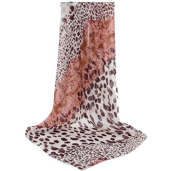 

Cheetah Print Color Block Chiffon Square Scarf, Brown