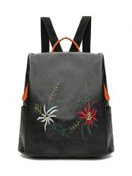 Embroidery Faux Leather Backpack