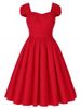 Vintage Puff Sleeve Ruched Pinup Dress -  
