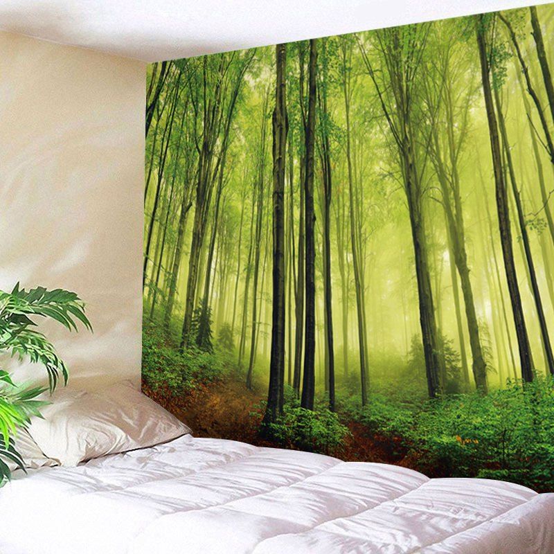 

Fog Forest Print Tapestry Wall Hanging Decoration, Green