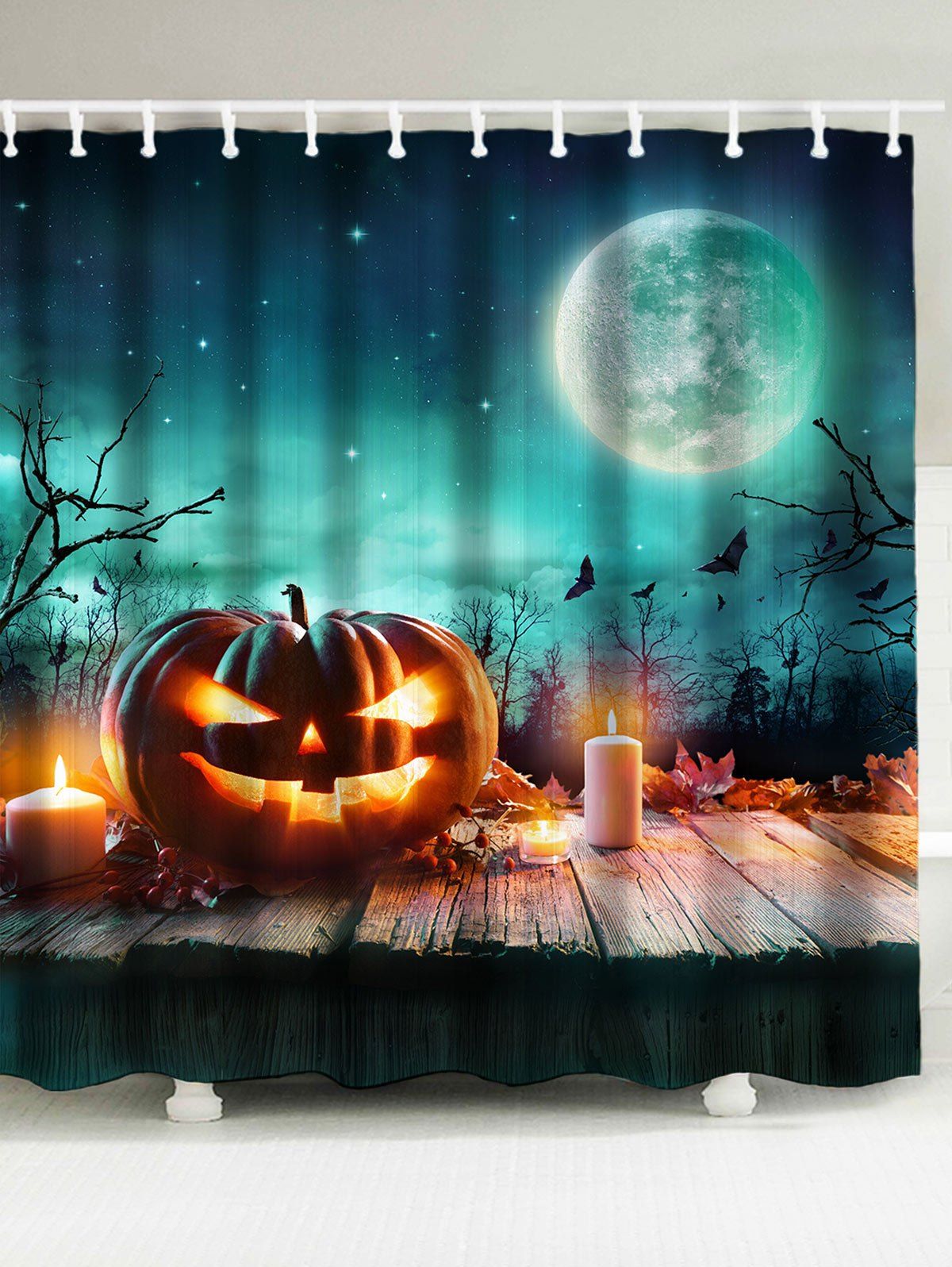 

Halloween 3D Pumpkin Print Waterproof Shower Curtain, Colormix