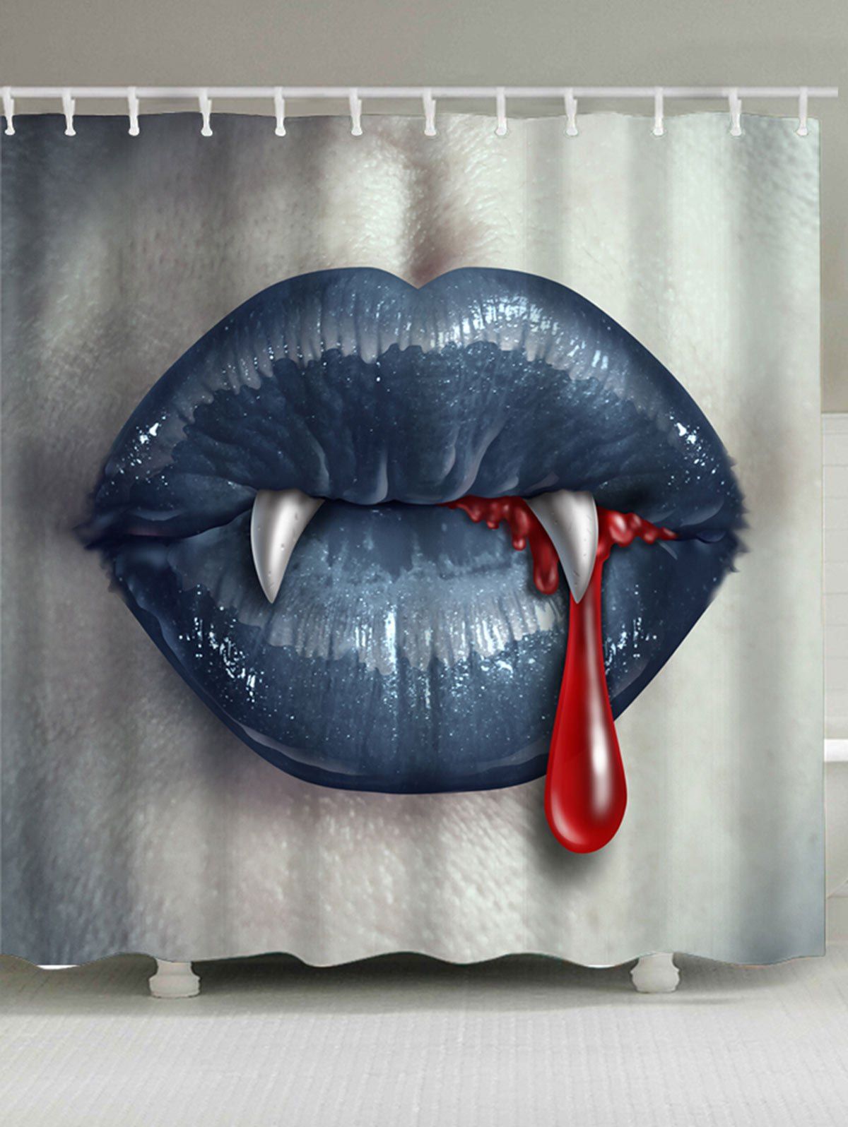 

Halloween 3D Horrible Vampire Print Waterproof Shower Curtain, Gray