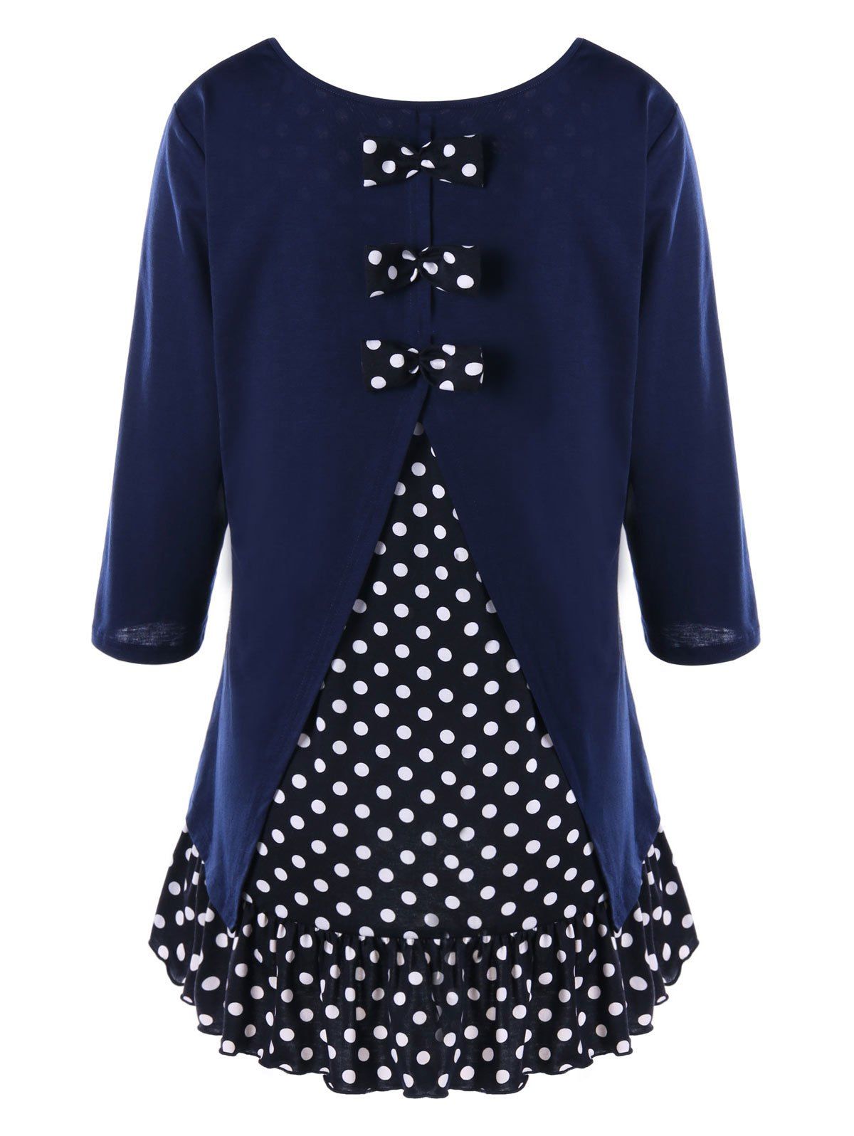 

Plus Size Polka Dot Ruffle Tunic Dress, Cadetblue