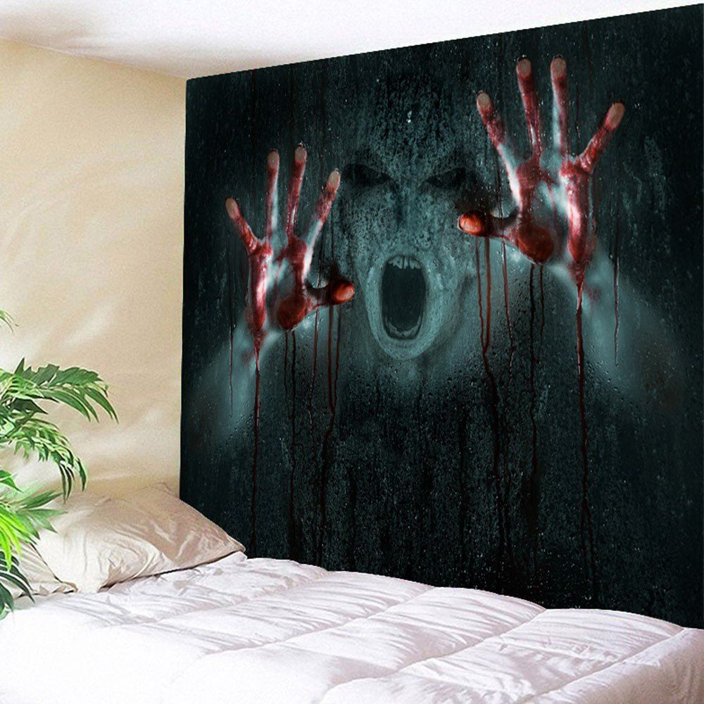 

3D Horrible Pattern Halloween Wall Tapestry, Black