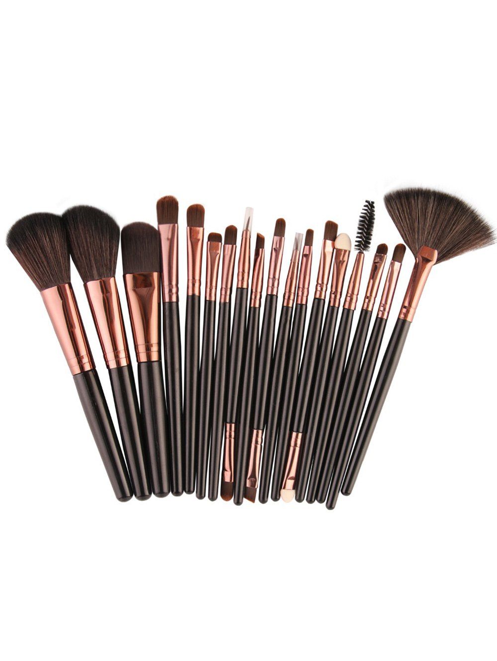 

18Pcs Face Eye Makeup Brushes Kit, Light brown + black