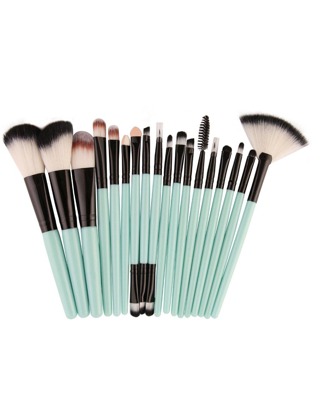 

18Pcs Face Eye Makeup Brushes Kit, Black and green