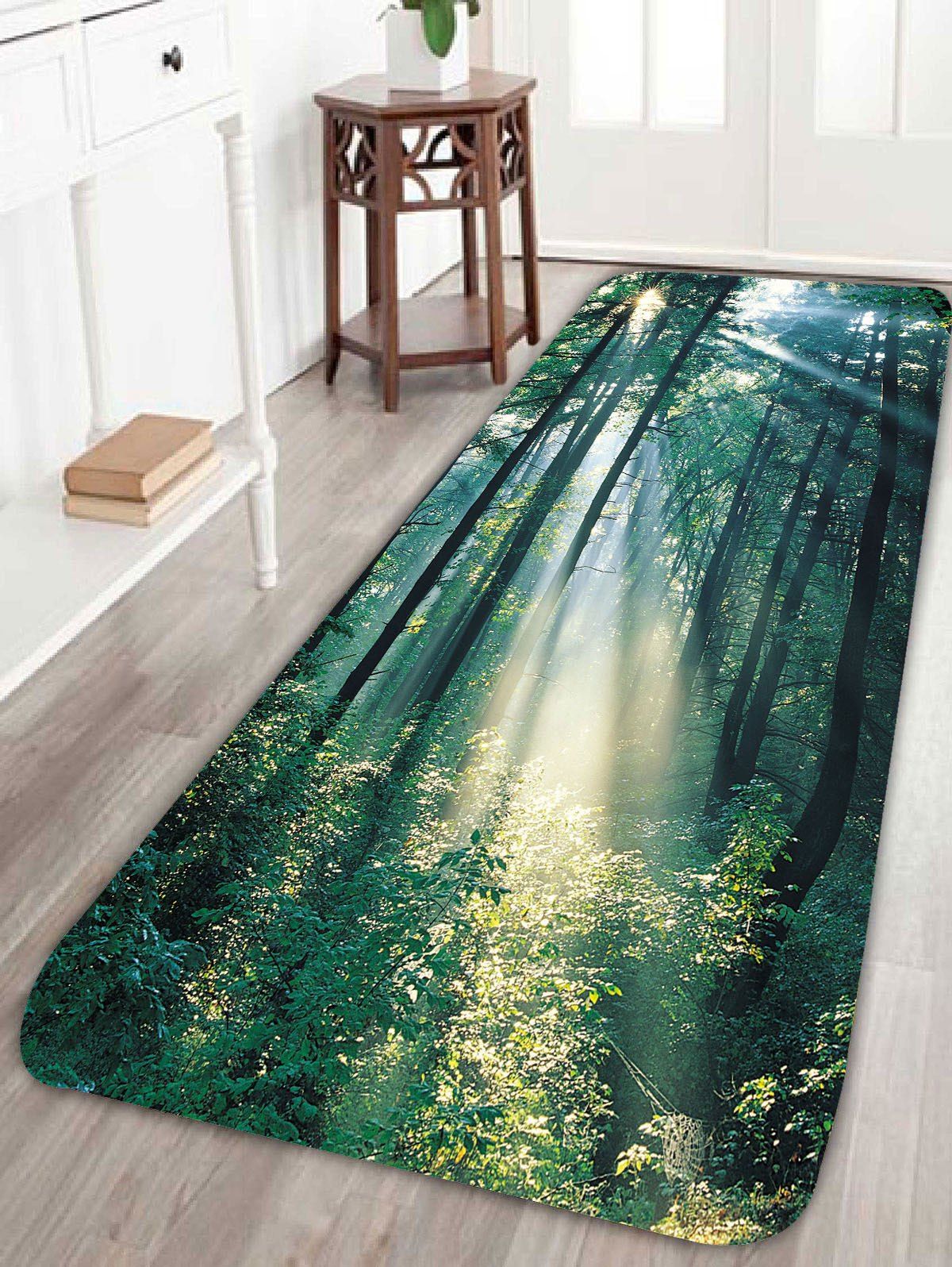 

Sunshine Forest Print Coral Fleece Bath Rug, Green