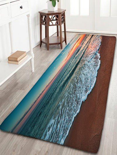 

Flannel Skidproof Beach Printed Area Rug, Colormix