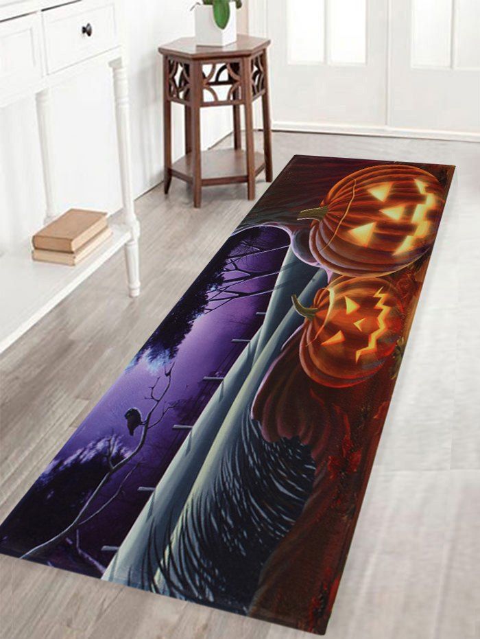 

Pumpkin Halloween Pattern Anti-skid Water Absorption Area Rug, Colormix