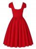 Vintage Puff Sleeve Ruched Pinup Dress -  