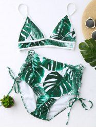 Ensemble Bikini à Taille Haute Imprimé Feuille Tropacale -  