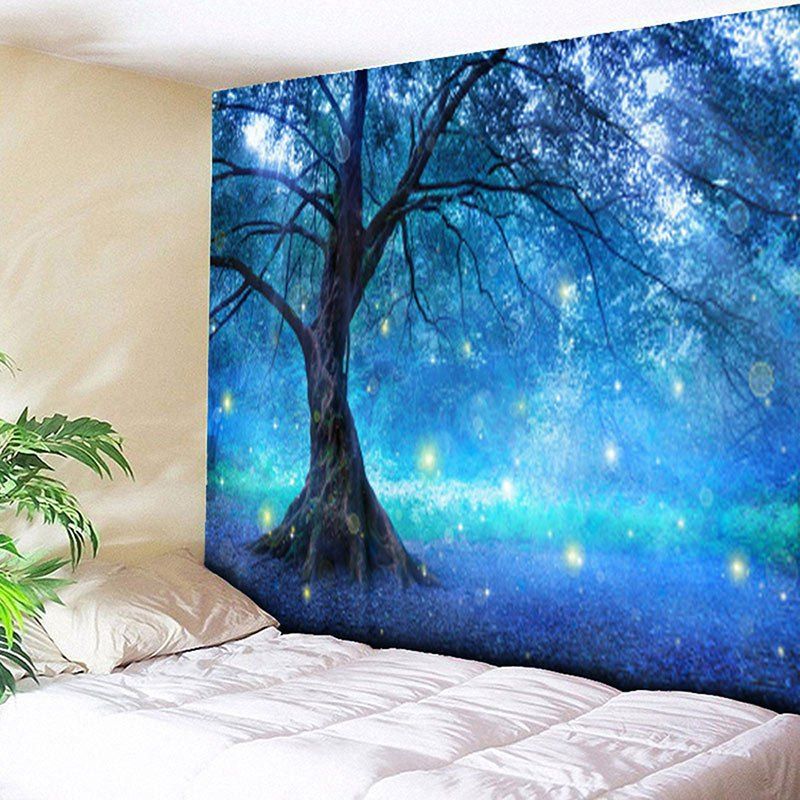 

Life Tree Forest Pattern Wall Hanging Tapestry, Blue