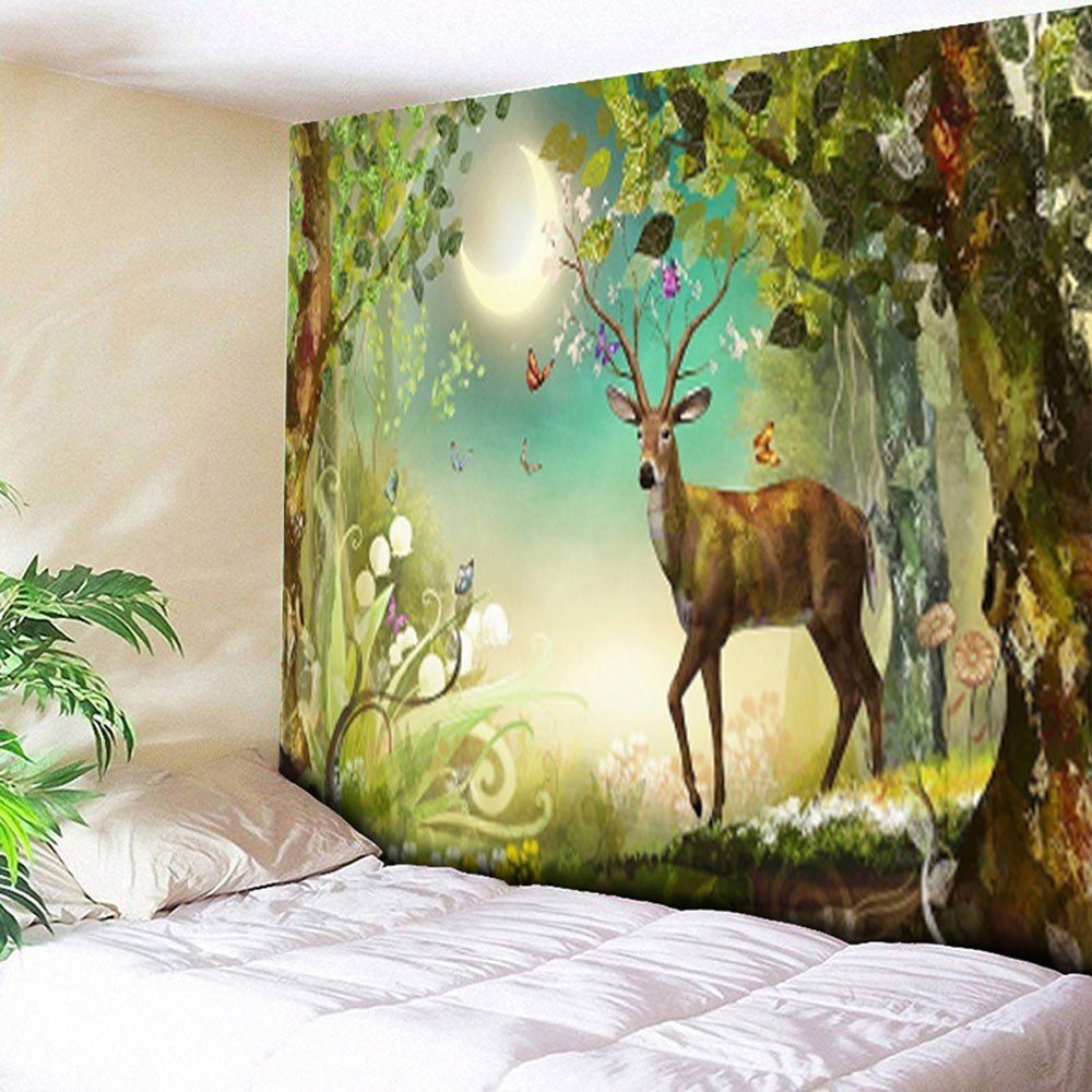 

Forest Deer Tapestry Animal Wall Hanging, Green