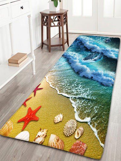 

Flannel Antiskid Beach Starfish Print Rug, Colormix