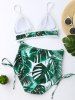 Ensemble Bikini à Taille Haute Imprimé Feuille Tropacale -  