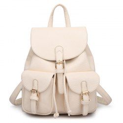 Buckles Faux Leather Backpack