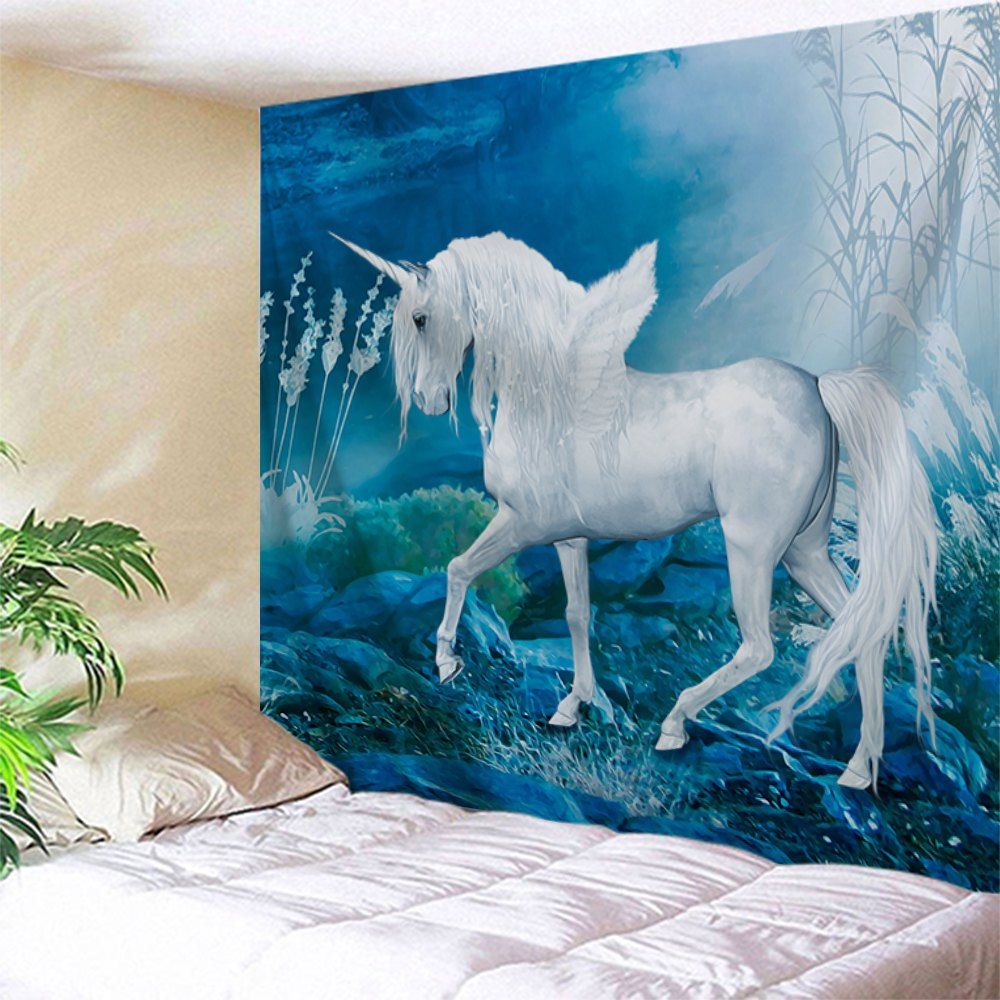 [45% OFF] Unicorn Printed Wall Hanging Polyester Tapestry | Rosegal