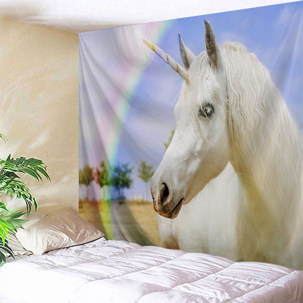 

Rainbow Unicorn Wall Decor Polyester Tapestry, Colormix