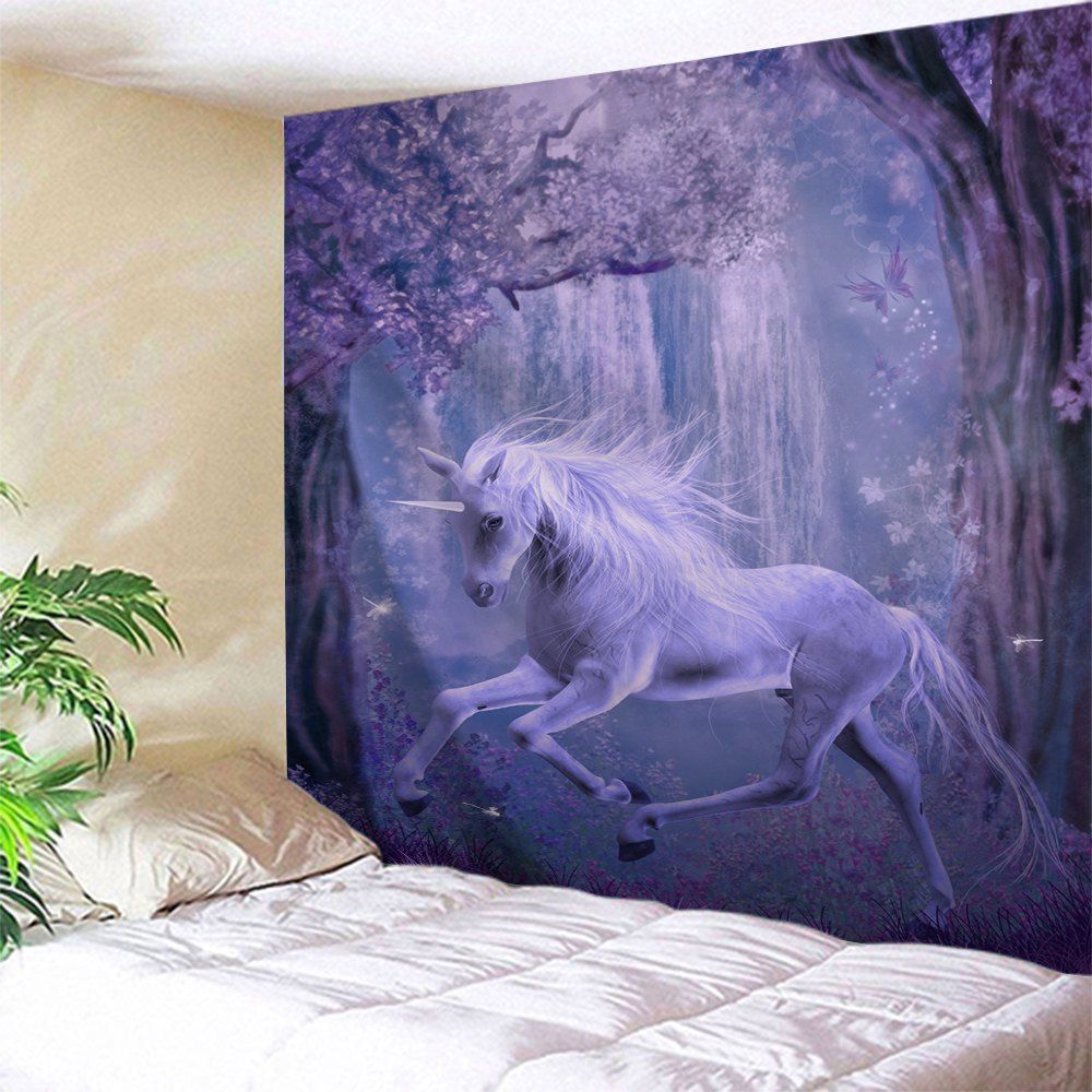

Fairyland Unicorn Animal Polyester Wall Tapestry, Purple