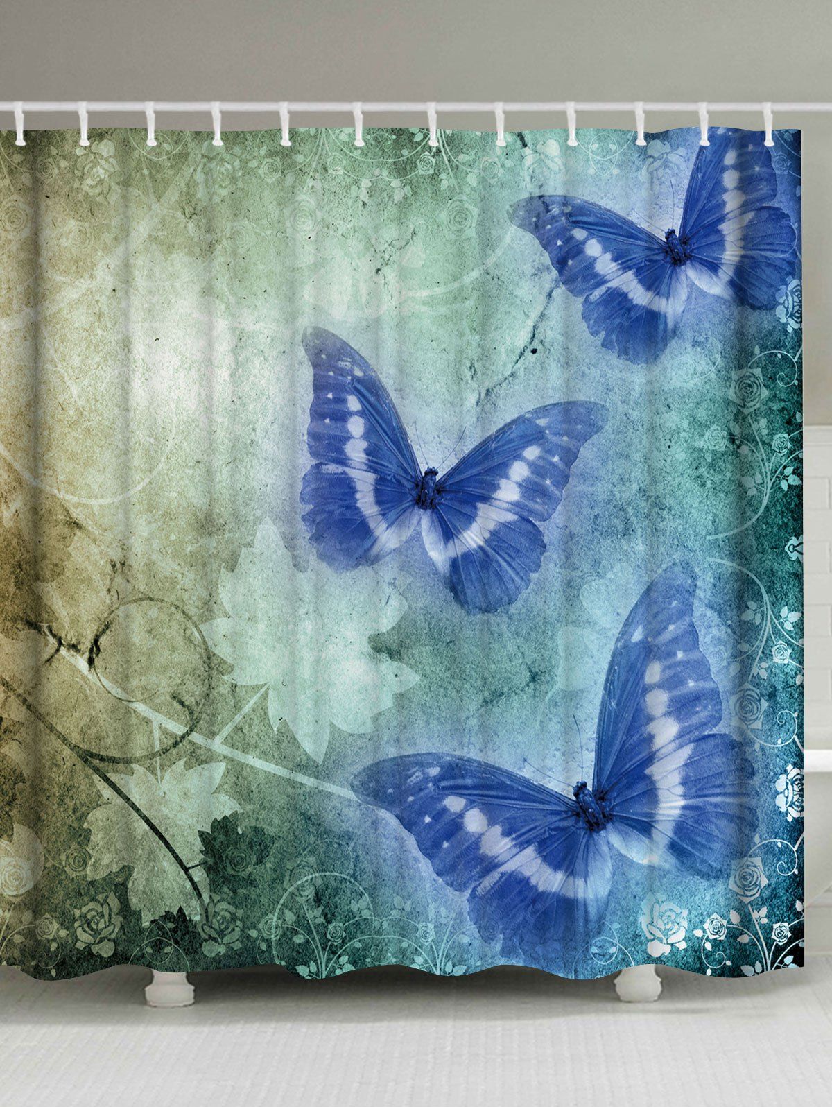 [22% Off] Vintage Butterfly Shower Curtain Bathroom Decoration 