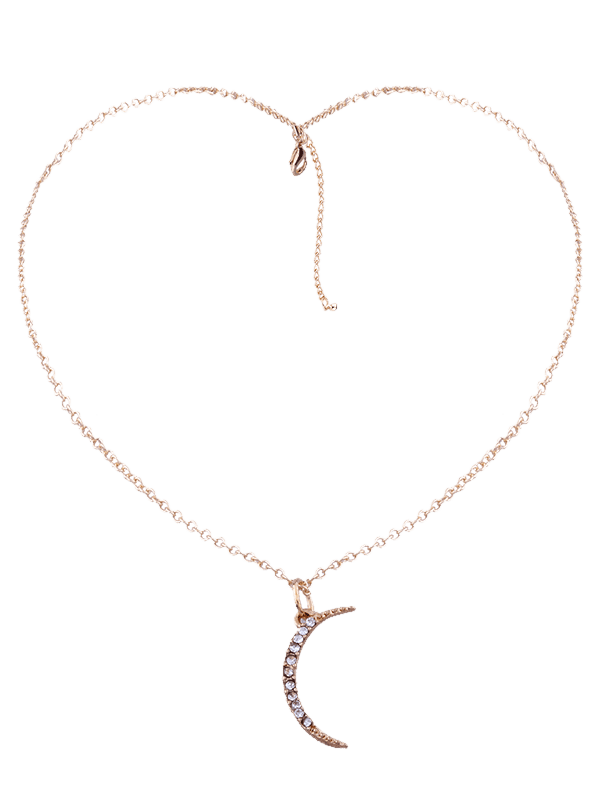

Rhinestone Moon Pendant Necklace, Golden