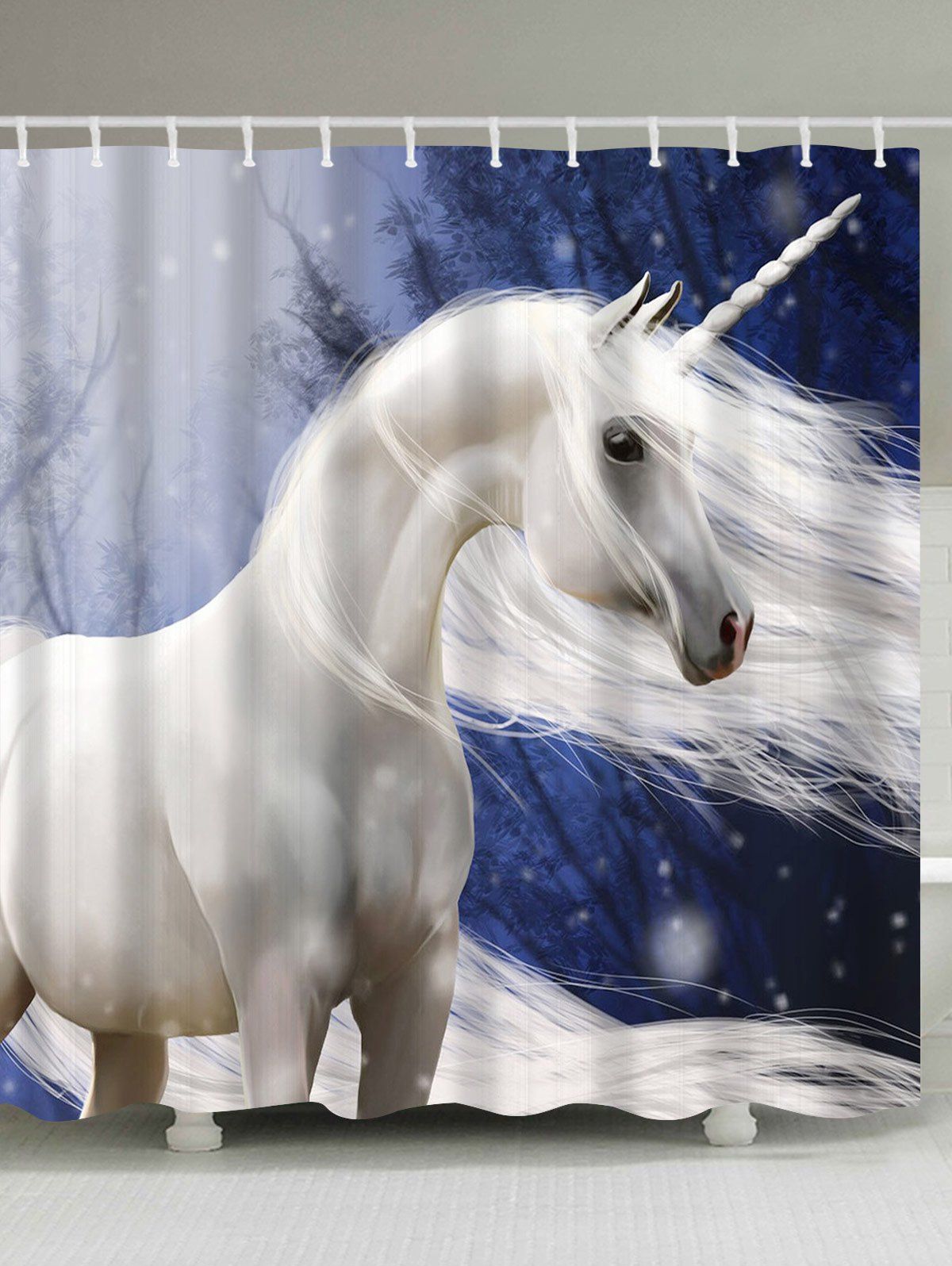 

Unicorn Animal Print Bathroom Shower Curtain, Colormix