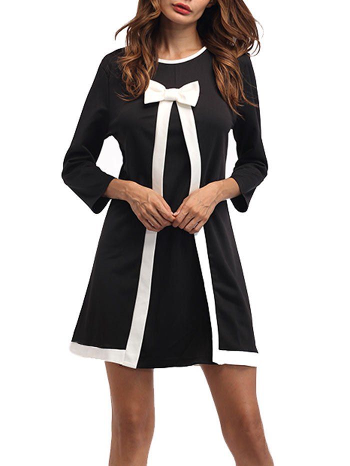 

Bowknot Work Shift Mini Dress, Black