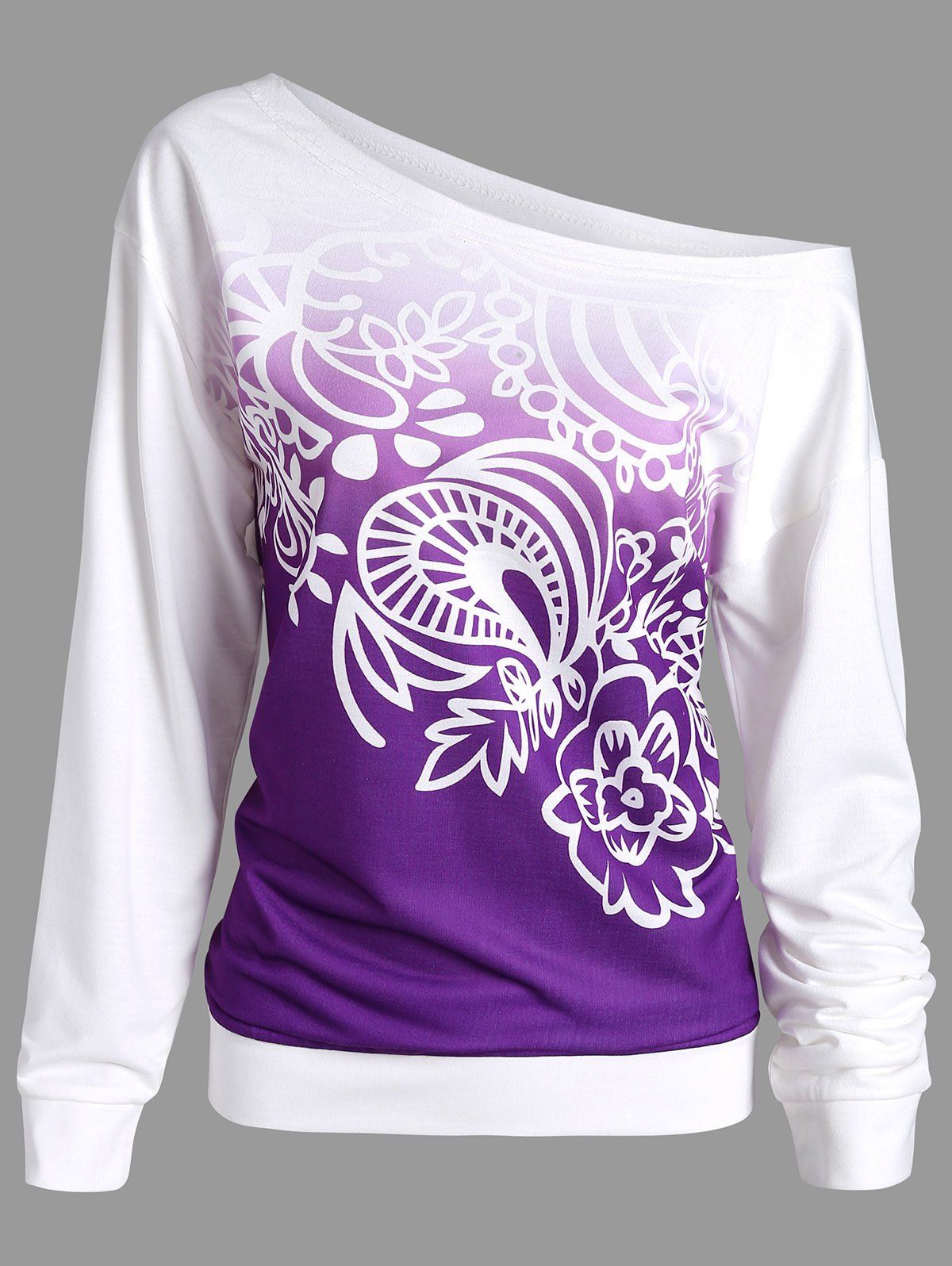 

Printed Ombre Long Sleeve Sweatshirt, Purple