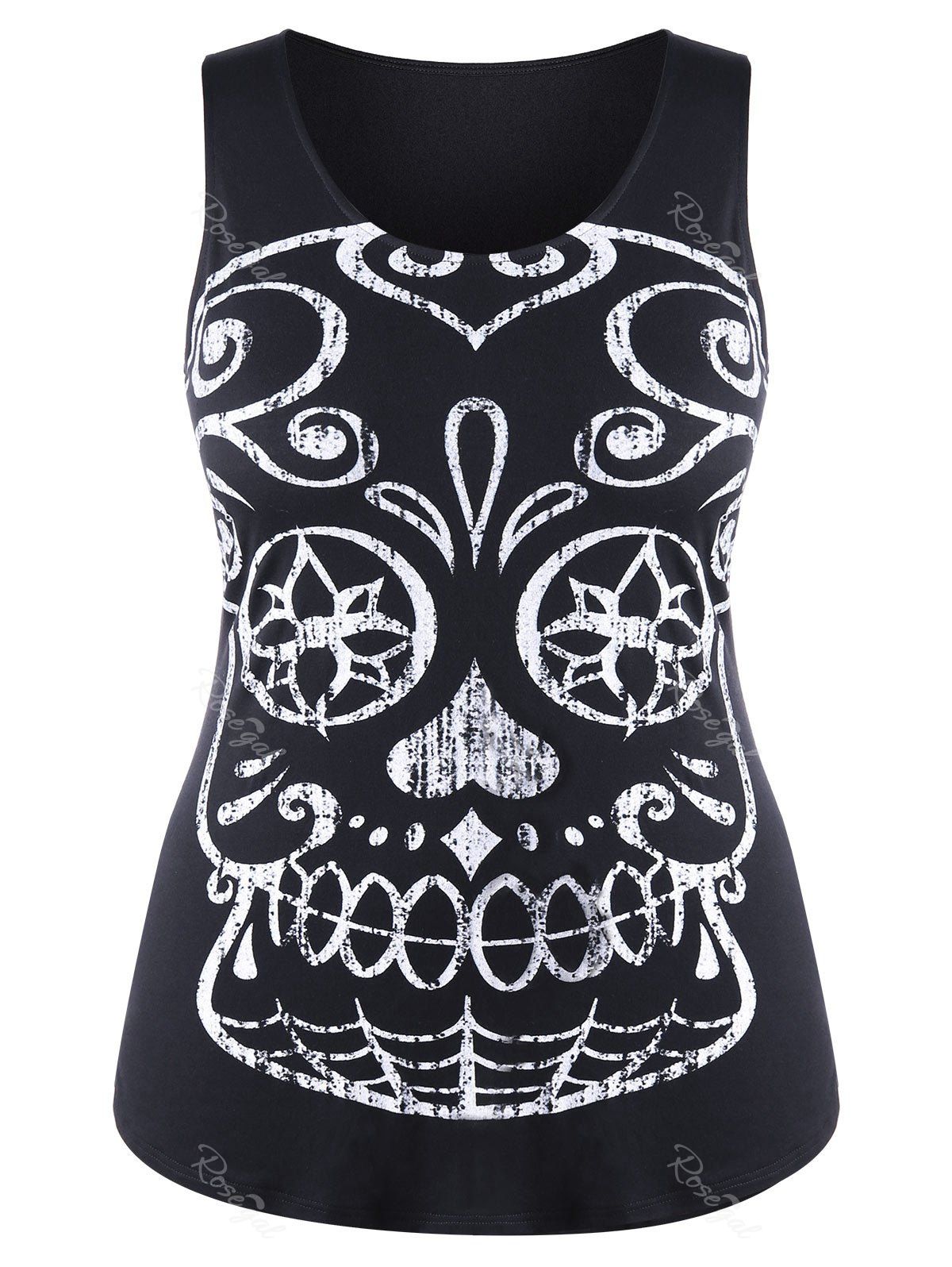 

Plus Size Skull Slim Tank Top, Black