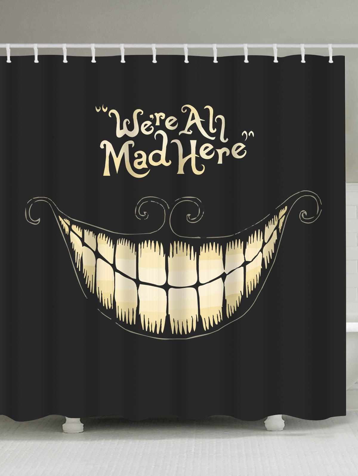 

Funny Smiling Fabric Halloween Decor Shower Curtain, Black