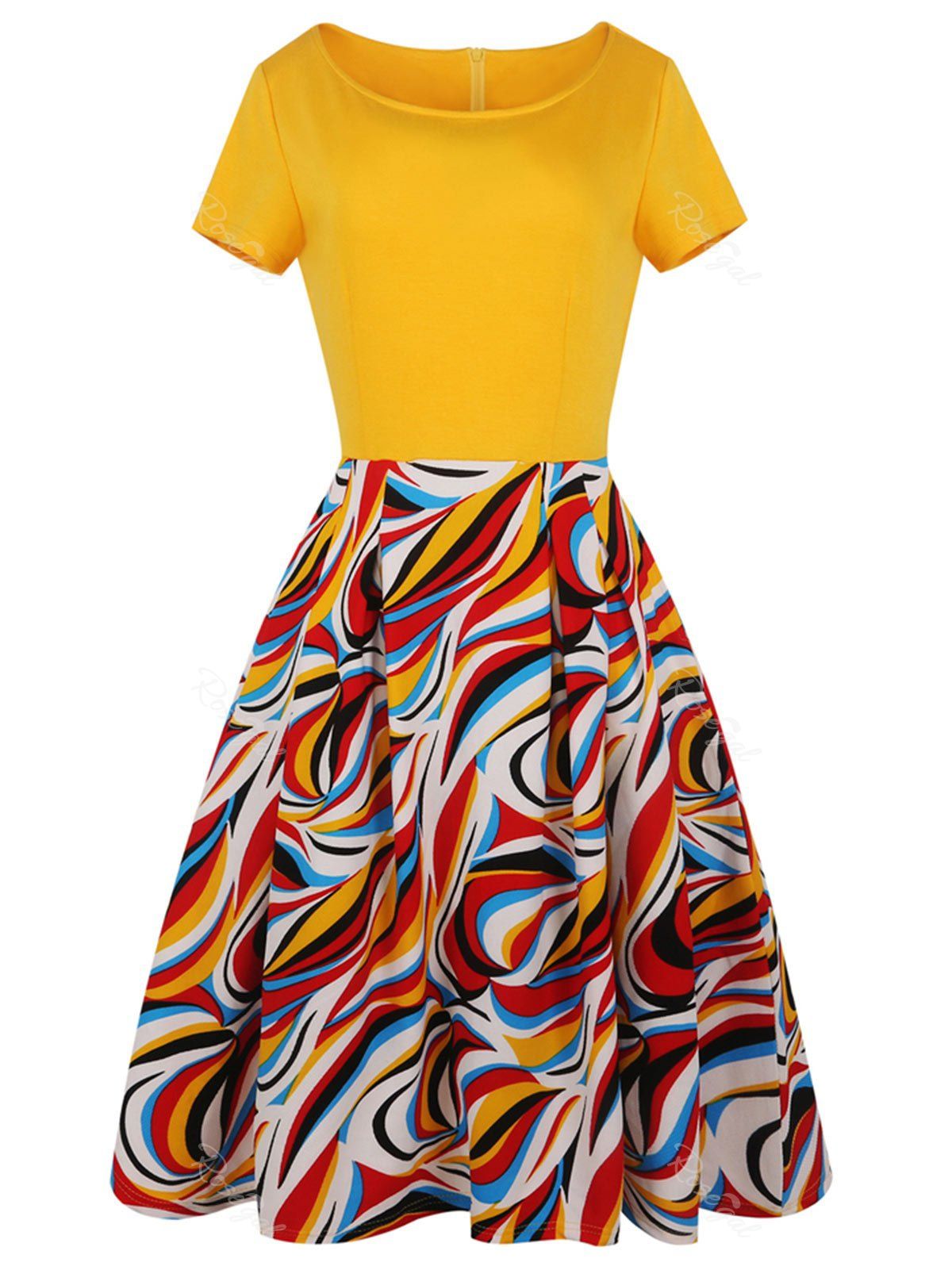 

A Line Printed Plus Size Midi Dress, Earthy