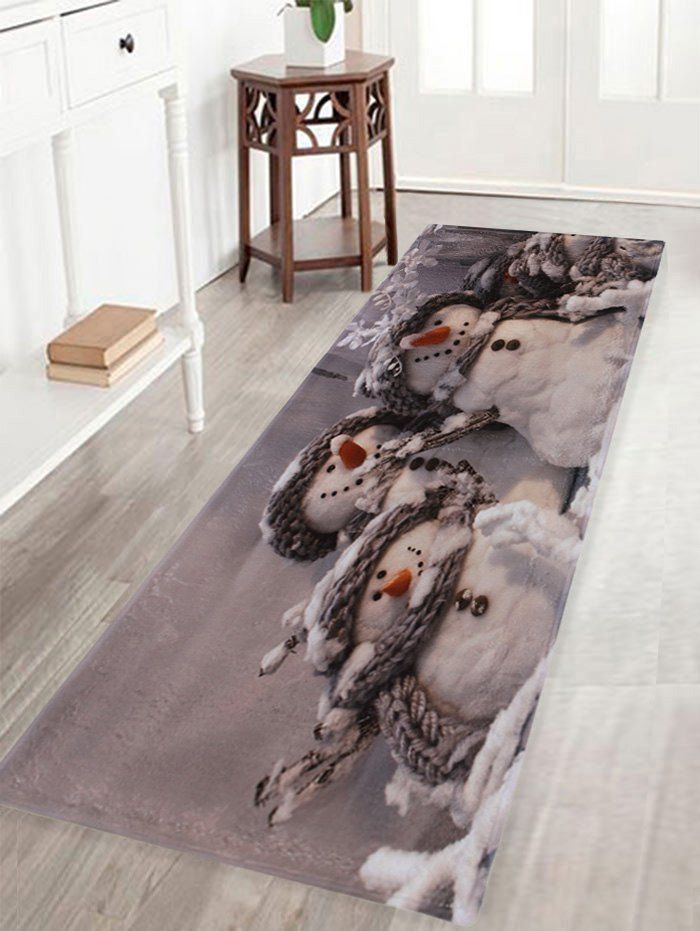

Winter Snowmen Print Anti-skid Water Absorption Area Rug, Gray
