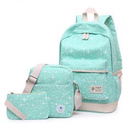 Star Print 3 Pieces Canvas Backpack Set