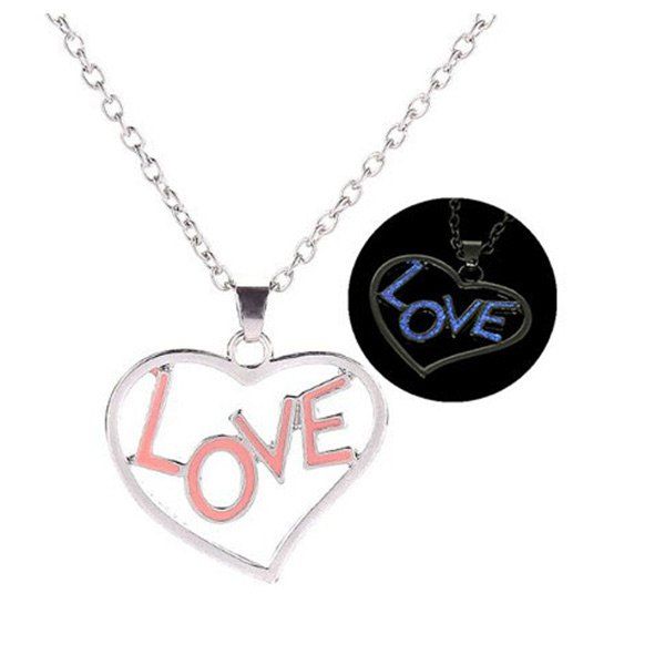 

Love Glow in the Dark Heart Necklace, Silver