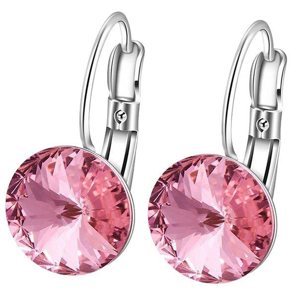 

Faux Diamond Drop Clip Earrings, Pink