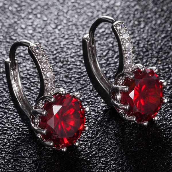 Online Rhinestone Inlaid Faux Gemstone Drop Earrings  