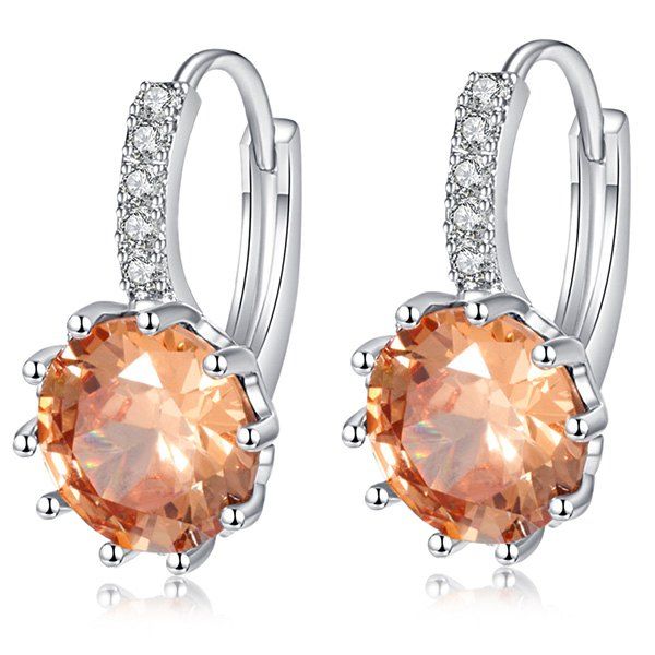 

Rhinestone Inlaid Faux Gemstone Drop Earrings, Champagne gold