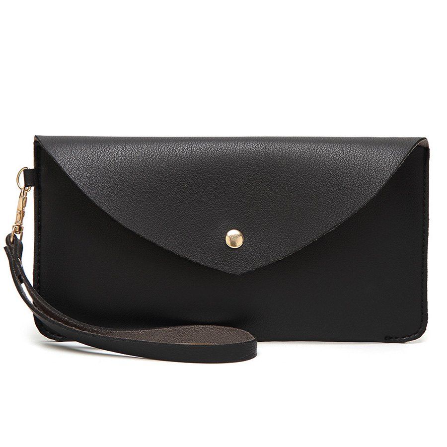 

Faux Leather Wristlet Clutch Bag, Black