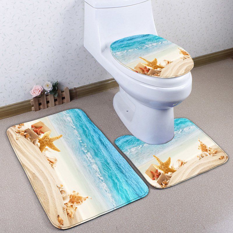 

Conch Beach 3Pcs Antislip Flannel Toilet Mat Set, Colormix