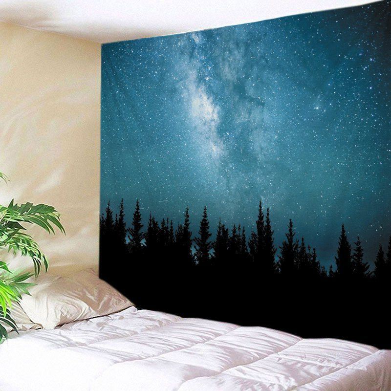 

Starry Sky Forest Print Tapestry Wall Hanging Art Decoration, Lake blue