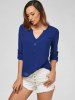 V Neck Sheer Chiffon Button Blouse -  