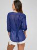 V Neck Sheer Chiffon Button Blouse -  