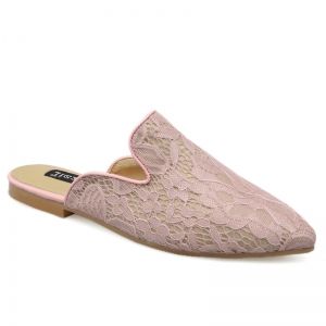 Point Toe Embroidery Lace Mules