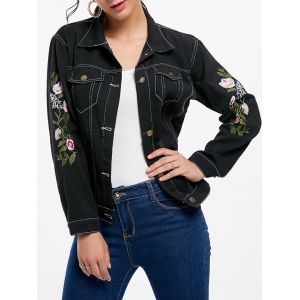 Floral Embroidered Denim Jacket